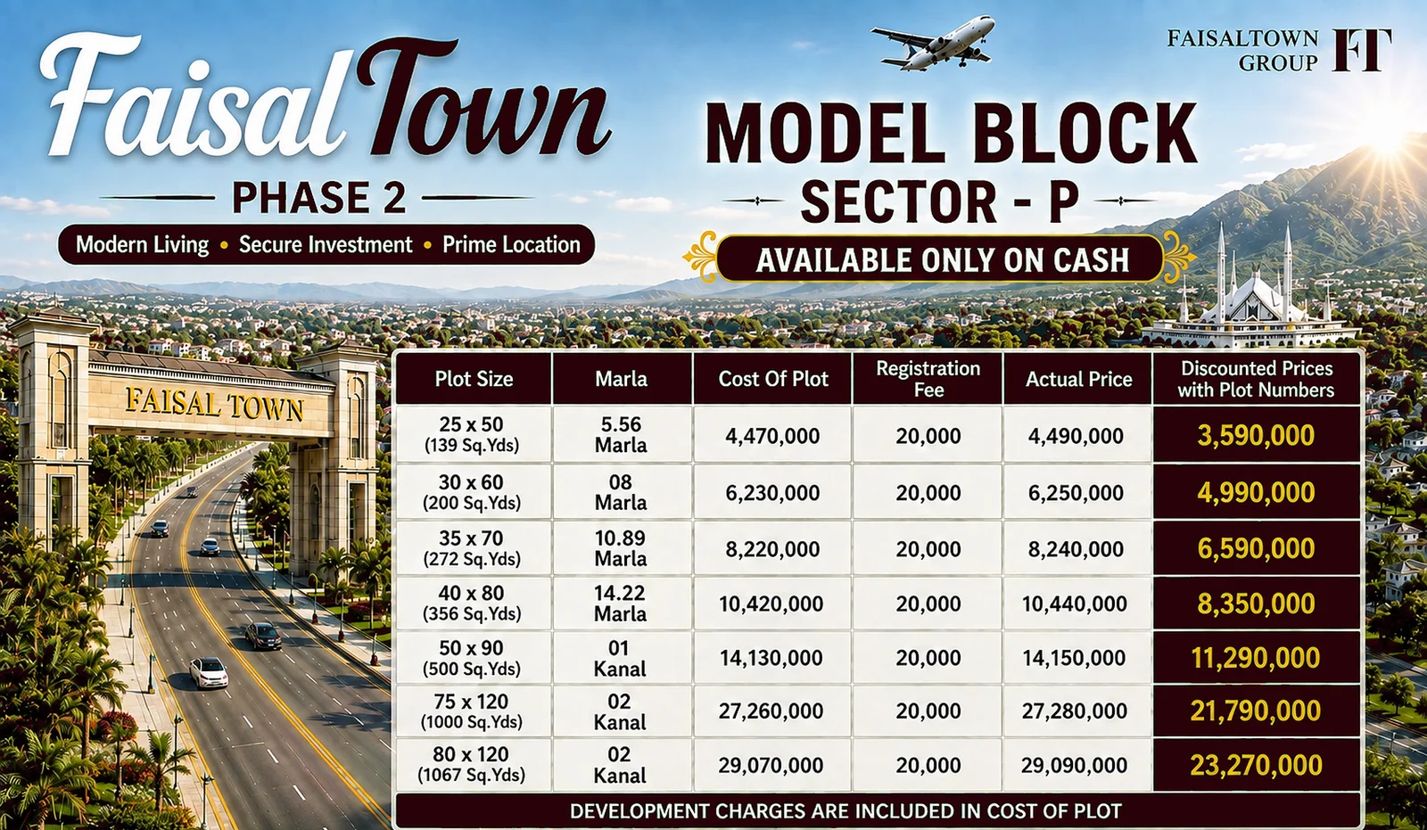 Faisal Town Phase 2 Model Block Sector P cash payment plan